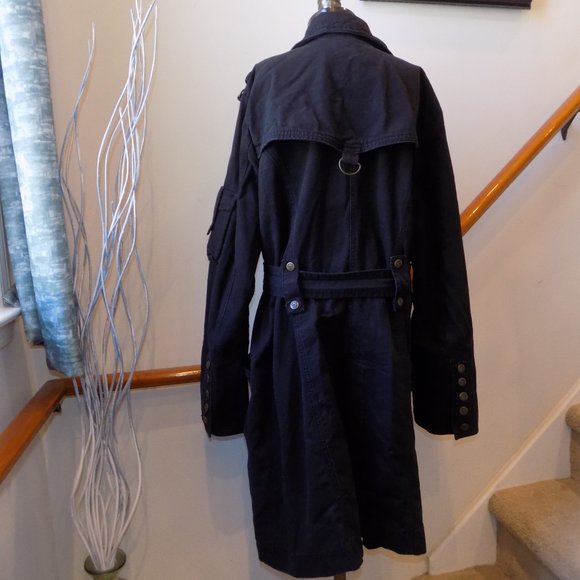B's CLOSET Black Trench Coat Double Breasted Plus Size 2X/2T - Picture 3 of 3